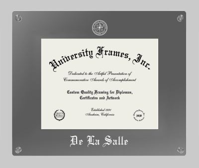 De La Salle Lucent Clear-over-Smoke Frame in Lucent Smoke Moulding with Lucent Smoke Mat for document: 8 1/2"h x 11"w  