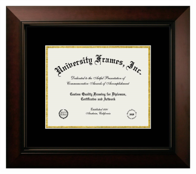 California State Polytechnic University Pomona College of Business Administration Diploma Frame in Legacy Black Cherry with Black & Gold Mats for document: 8 1/2"h x 11"w  