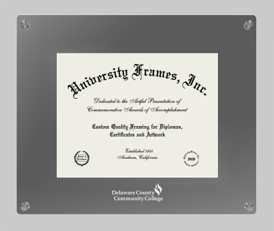 Delaware County Community College Lucent Clear-over-Smoke Frame in Lucent Smoke Moulding with Lucent Smoke Mat for document: 8 1/2"h x 11"w  