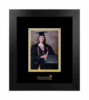 Delaware County Community College 5 x 7 Portrait Frame in Manhattan Black with Black & Gold Mats