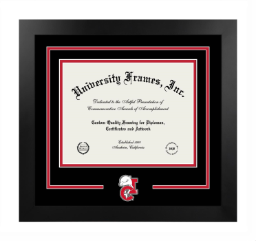 California State University, Channel Islands Logo Mat Frame in Manhattan Black with Black & Red Mats for document: 8 1/2"h x 11"w  