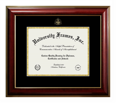 Dentistry Certificate (seal only) Diploma Frame in Classic Mahogany with Gold Trim with Black & Gold Mats for document: 8 1/2"h x 11"w  
