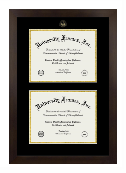 Dentistry Certificate (seal only) Double Diploma Frame in Manhattan Espresso with Black & Gold Mats for document: 8 1/2"h x 11"w  , document: 8 1/2"h x 11"w  