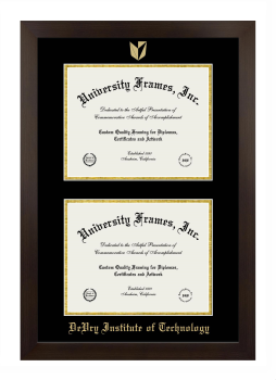 DeVry Institute of Technology Double Diploma Frame in Manhattan Espresso with Black & Gold Mats for document: 8 1/2"h x 11"w  , document: 8 1/2"h x 11"w  