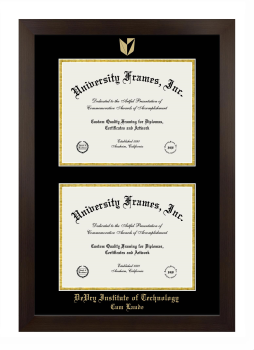 DeVry Institute of Technology Cum Laude  (California) Double Diploma Frame in Manhattan Espresso with Black & Gold Mats for document: 8 1/2"h x 11"w  , document: 8 1/2"h x 11"w  