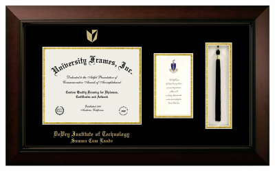 DeVry Institute of Technology Summa Cum Laude (Ohio) Diploma with Announcement & Tassel Box Frame in Legacy Black Cherry with Black & Gold Mats for document: 8 1/2"h x 11"w  , diploma: 7"h x 4"w  