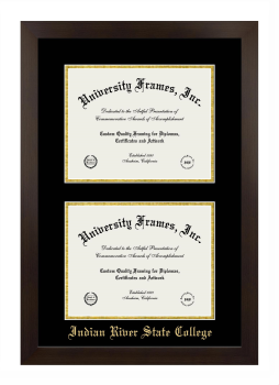 Indian River State College Double Diploma Frame in Manhattan Espresso with Black & Gold Mats for document: 8 1/2"h x 11"w  , document: 8 1/2"h x 11"w  