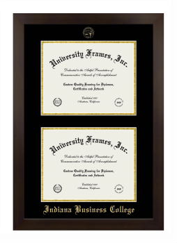 Indiana Business College Double Diploma Frame in Manhattan Espresso with Black & Gold Mats for document: 8 1/2"h x 11"w  , document: 8 1/2"h x 11"w  