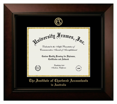 Institute of Chartered Accountants in Australia Diploma Frame in Legacy Black Cherry with Black & Gold Mats for document: 8 1/2"h x 11"w  