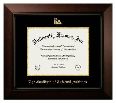 Institute of Internal Auditors Diploma Frame in Legacy Black Cherry with Black & Gold Mats for document: 8 1/2"h x 11"w  