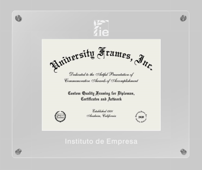 Instituto de Empresa Lucent Clear-over-Clear Frame in Lucent Clear Moulding with Lucent Clear Mat for document: 8 1/2"h x 11"w  