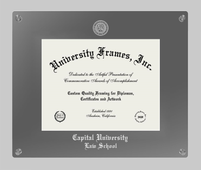 Capital University Law School Lucent Clear-over-Smoke Frame in Lucent Smoke Moulding with Lucent Smoke Mat for document: 8 1/2"h x 11"w  