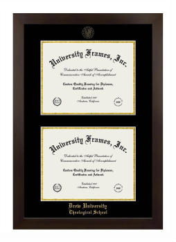 Drew University Theological School Double Diploma Frame in Manhattan Espresso with Black & Gold Mats for document: 8 1/2"h x 11"w  , document: 8 1/2"h x 11"w  