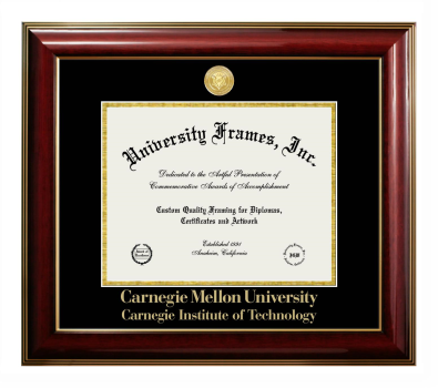 Carnegie Mellon University Carnegie Institute of Technology Diploma Frame in Classic Mahogany with Gold Trim with Black & Gold Mats for document: 8 1/2"h x 11"w  
