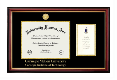 Carnegie Mellon University Carnegie Institute of Technology Diploma with Announcement Frame in Petite Mahogany with Gold Trim with Black & Gold Mats for document: 8 1/2"h x 11"w  , diploma: 7"h x 4"w  