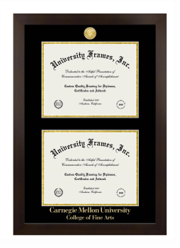 Carnegie Mellon University College of Fine Arts Double Diploma Frame in Manhattan Espresso with Black & Gold Mats for document: 8 1/2"h x 11"w  , document: 8 1/2"h x 11"w  