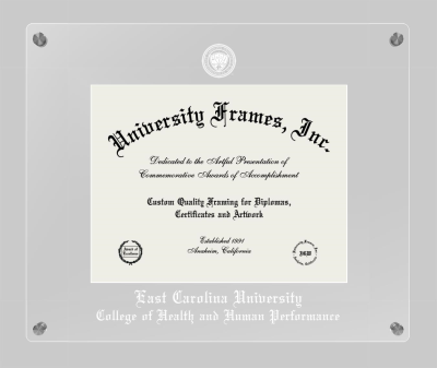 East Carolina University College of Health and Human Performance Lucent Clear-over-Clear Frame in Lucent Clear Moulding with Lucent Clear Mat for document: 8 1/2"h x 11"w  