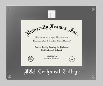 ITI Technical College Lucent Clear-over-Smoke Frame in Lucent Smoke Moulding with Lucent Smoke Mat for document: 8 1/2"h x 11"w  