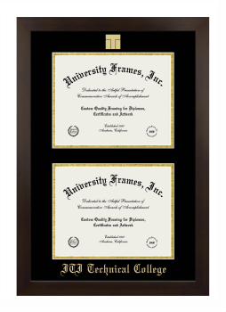 ITI Technical College Double Diploma Frame in Manhattan Espresso with Black & Gold Mats for document: 8 1/2"h x 11"w  , document: 8 1/2"h x 11"w  