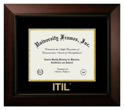 ITIL Diploma Frame in Legacy Black Cherry with Black & Gold Mats for document: 8 1/2"h x 11"w  