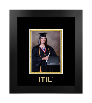 ITIL 5 x 7 Portrait Frame in Manhattan Black with Black & Gold Mats