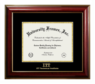 ITT Technical Institute Diploma Frame in Classic Mahogany with Gold Trim with Black & Gold Mats for document: 8 1/2"h x 11"w  