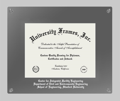 Center for Integrated Facility Engineering Department of Civil and Environmental Engineering School of Engineering, Stanford University Lucent Clear-over-Smoke Frame in Lucent Smoke Moulding with Lucent Smoke Mat for document: 8 1/2"h x 11"w  
