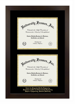 Center for Integrated Facility Engineering Department of Civil and Environmental Engineering School of Engineering, Stanford University Double Diploma Frame in Manhattan Espresso with Black & Gold Mats for document: 8 1/2"h x 11"w  , document: 8 1/2"h x 11"w  
