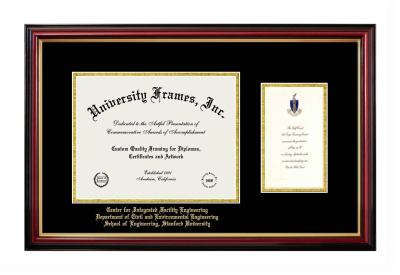 Center for Integrated Facility Engineering Department of Civil and Environmental Engineering School of Engineering, Stanford University Diploma with Announcement Frame in Petite Mahogany with Gold Trim with Black & Gold Mats for document: 8 1/2"h x 11"w  , diploma: 7"h x 4"w  