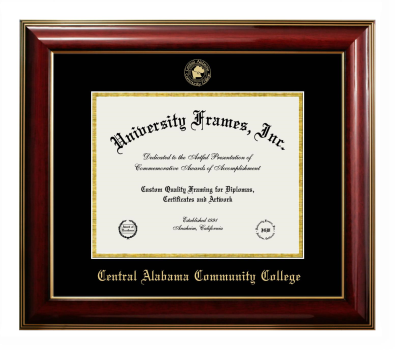 Central Alabama Community College Diploma Frame in Classic Mahogany with Gold Trim with Black & Gold Mats for document: 8 1/2"h x 11"w  