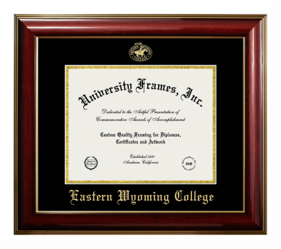 Eastern Wyoming College Diploma Frame in Classic Mahogany with Gold Trim with Black & Gold Mats for document: 8 1/2"h x 11"w  
