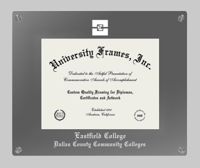 Eastfield College Dallas County Community Colleges Lucent Clear-over-Smoke Frame in Lucent Smoke Moulding with Lucent Smoke Mat for document: 8 1/2"h x 11"w  