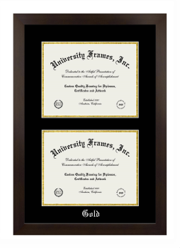 Eckerd College Double Diploma Frame in Manhattan Espresso with Black & Gold Mats for document: 8 1/2"h x 11"w  , document: 8 1/2"h x 11"w  