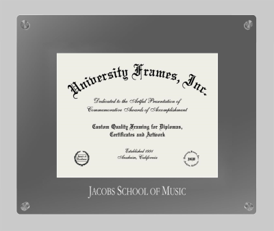 Jacobs School of Music Lucent Clear-over-Smoke Frame in Lucent Smoke Moulding with Lucent Smoke Mat for document: 8 1/2"h x 11"w  