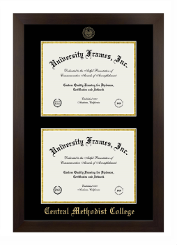 Central Methodist College Double Diploma Frame in Manhattan Espresso with Black & Gold Mats for document: 8 1/2"h x 11"w  , document: 8 1/2"h x 11"w  