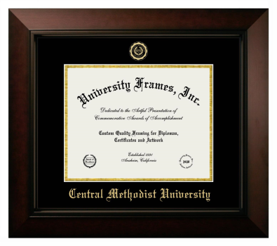 Central Methodist University Diploma Frame in Legacy Black Cherry with Black & Gold Mats for document: 8 1/2"h x 11"w  