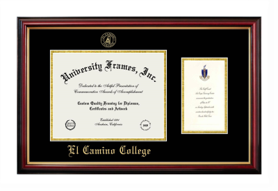 El Camino College Diploma with Announcement Frame in Petite Mahogany with Gold Trim with Black & Gold Mats for document: 8 1/2"h x 11"w  , diploma: 7"h x 4"w  
