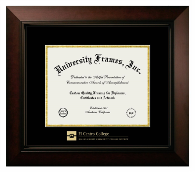 El Centro Community College Diploma Frame in Legacy Black Cherry with Black & Gold Mats for document: 8 1/2"h x 11"w  