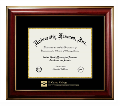 El Centro Community College Diploma Frame in Classic Mahogany with Gold Trim with Black & Gold Mats for document: 8 1/2"h x 11"w  