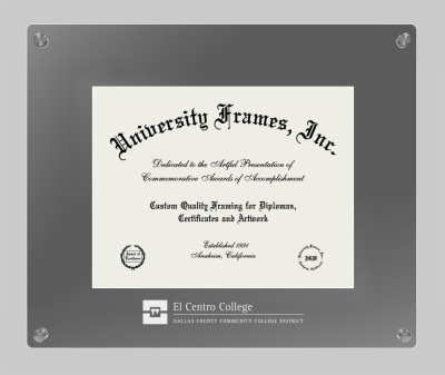 El Centro Community College Lucent Clear-over-Smoke Frame in Lucent Smoke Moulding with Lucent Smoke Mat for document: 8 1/2"h x 11"w  