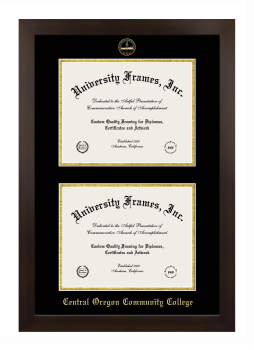 Central Oregon Community College Double Diploma Frame in Manhattan Espresso with Black & Gold Mats for document: 8 1/2"h x 11"w  , document: 8 1/2"h x 11"w  