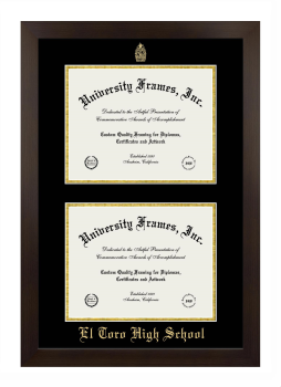 El Toro High School Double Diploma Frame in Manhattan Espresso with Black & Gold Mats for document: 8 1/2"h x 11"w  , document: 8 1/2"h x 11"w  