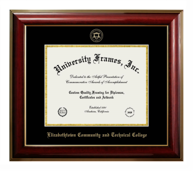 Elizabethtown Community and Technical College Diploma Frame in Classic Mahogany with Gold Trim with Black & Gold Mats for document: 8 1/2"h x 11"w  