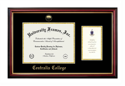 Centralia College Diploma with Announcement Frame in Petite Mahogany with Gold Trim with Black & Gold Mats for document: 8 1/2"h x 11"w  , diploma: 7"h x 4"w  