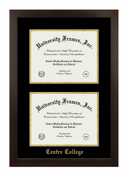 Centre College Double Diploma Frame in Manhattan Espresso with Black & Gold Mats for document: 8 1/2"h x 11"w  , document: 8 1/2"h x 11"w  