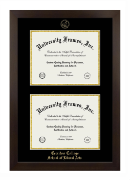 Cerritos College School of Liberal Arts Double Diploma Frame in Manhattan Espresso with Black & Gold Mats for document: 8 1/2"h x 11"w  , document: 8 1/2"h x 11"w  