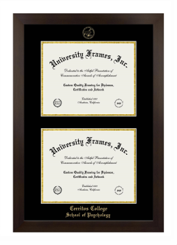 Cerritos College School of Psychology Double Diploma Frame in Manhattan Espresso with Black & Gold Mats for document: 8 1/2"h x 11"w  , document: 8 1/2"h x 11"w  