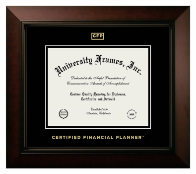Certified Financial Planner Diploma Frame in Legacy Black Cherry with Black & Black Mats for document: 8 1/2"h x 11"w  