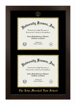 John Marshall Law School (Chicago) Double Diploma Frame in Manhattan Espresso with Black & Gold Mats for document: 8 1/2"h x 11"w  , document: 8 1/2"h x 11"w  