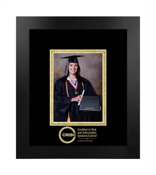 Certified in Risk and Information Systems Control (ISACA) 5 x 7 Portrait Frame in Manhattan Black with Black & Gold Mats